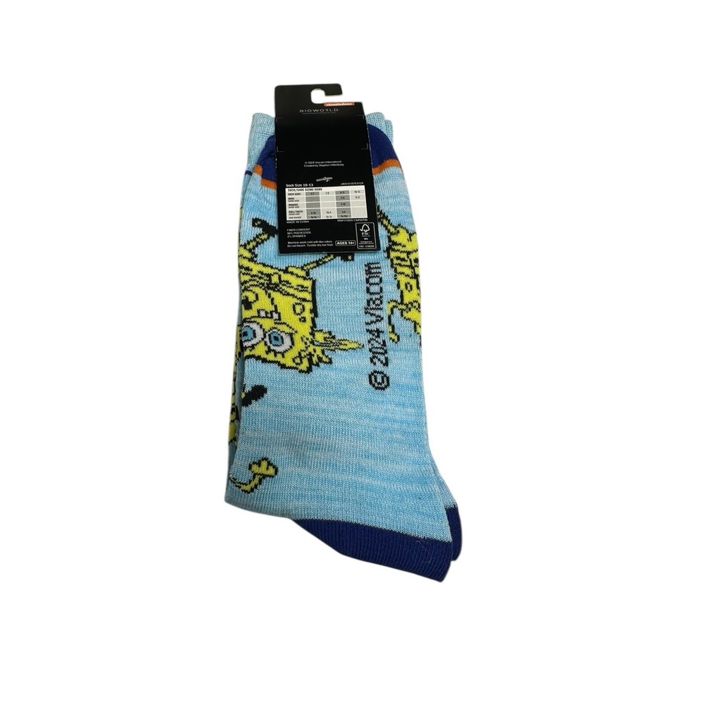 nickelodeon spongebob squarepants mens crew socks size 8-12 - Picture 4 of 4